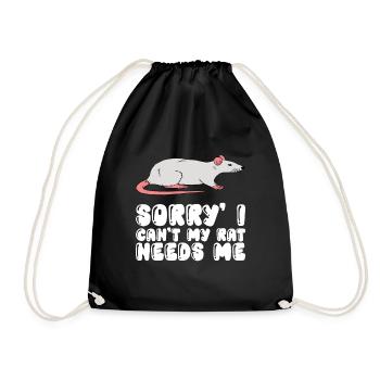 I can't, my rat needs me - Drawstring Bag - black - Front