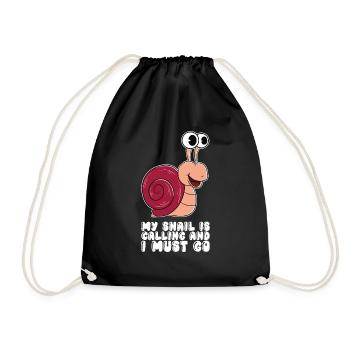 My snail is calling and I have to go - Drawstring Bag - black - Front
