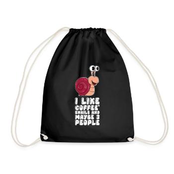 I like coffee snails and 3 people - Drawstring Bag - black - Front