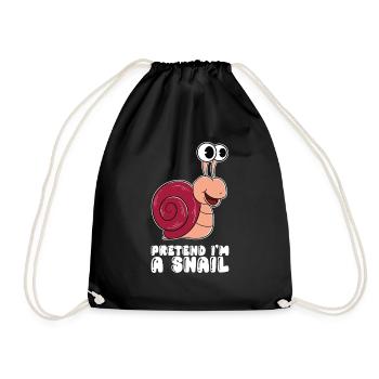 Pretend Im A Snail - Drawstring Bag - black - Front