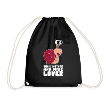 Snail mother and wine lover - Drawstring Bag - black - Front