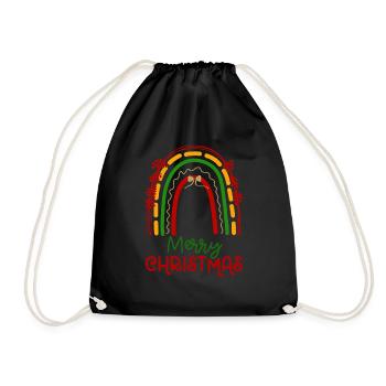 Weihnachten Regenbogen Frohe Weihnachten - Turnbeutel - Schwarz - Vorne