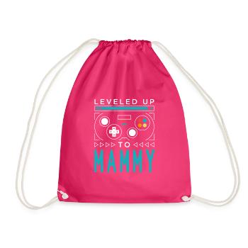 Leveled Up to Mammy Gamer Mom Gaming Mommy Family - Drawstring Bag - fuchsia - Front