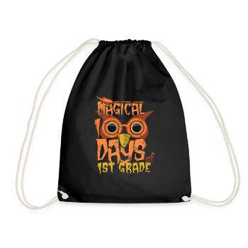 1. Klasse Eule 100. Tag Magische 100 Tage Schule - Turnbeutel - Schwarz - Vorne