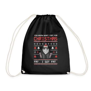I Got Fat For Christmas Ugly Christmas Cat - Drawstring Bag - black - Front