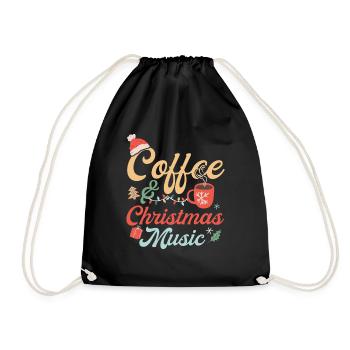 Coffee And Christmas Music - Drawstring Bag - black - Front