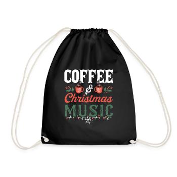 Coffee And Christmas Music - Drawstring Bag - black - Front