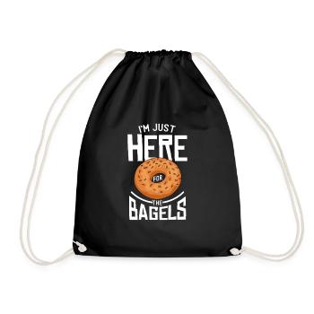 Bagel Gift Funny - Drawstring Bag - black - Front