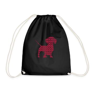 Heart Dog Lovers Dachshund Puppy Saint-Valentin - Sac de sport léger - noir - Devant