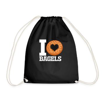Bagel Gift Funny - Drawstring Bag - black - Front