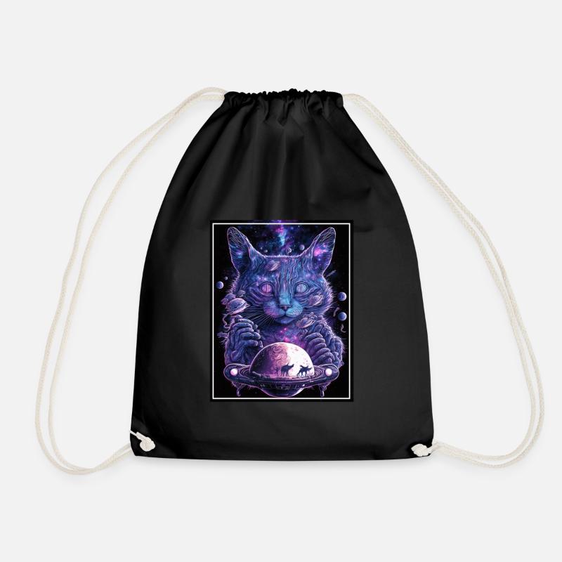 Cat Space Astronaut Space Neon Rockets - Sac de sport léger - noir