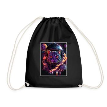 Cat Space Astronaut Space Neon Rockets - Sac de sport léger - noir - Devant