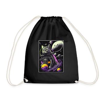 Cat Space Astronaut Space Neon Rockets - Sac de sport léger - noir - Devant