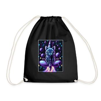 Cat Space Astronaut Space Neon Rockets - Sac de sport léger - noir - Devant