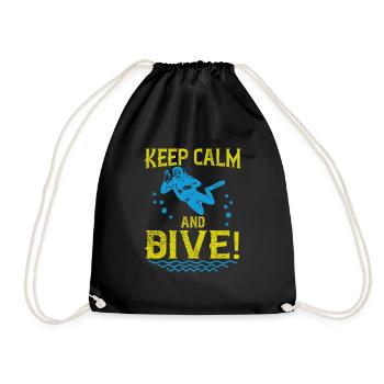 Keep calm and Dive! - Drawstring Bag - black - Front