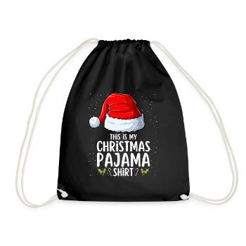 Christmas Pajamas Pajamas Sleepshirt - Drawstring Bag - black - Front