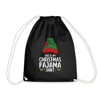 Christmas Pajamas Pajamas Sleepshirt - Drawstring Bag - black - Front