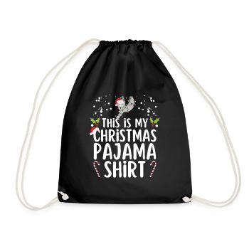 Weihnachten Pyjama Schlafanzug Schlafshirt - Turnbeutel - Schwarz - Vorne