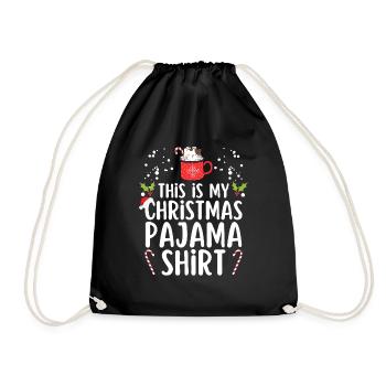 Christmas Pajamas Pajamas Sleepshirt - Drawstring Bag - black - Front