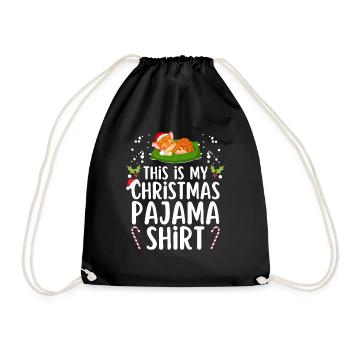 Weihnachten Pyjama Schlafanzug Schlafshirt - Turnbeutel - Schwarz - Vorne
