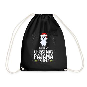 Christmas Pajamas Pajamas Sleepshirt - Drawstring Bag - black - Front