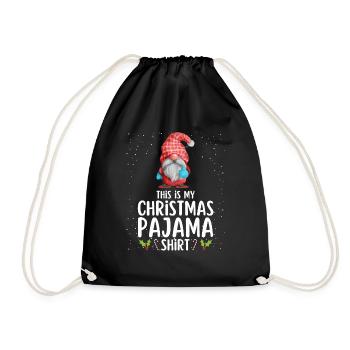 Christmas Pajamas Pajamas Sleepshirt - Drawstring Bag - black - Front