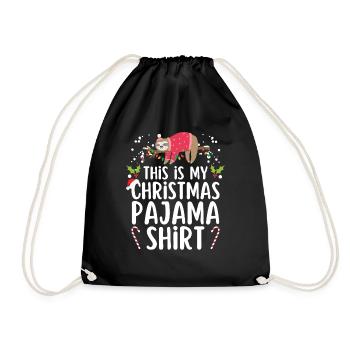 Christmas Pajamas Pajamas Sleepshirt - Drawstring Bag - black - Front