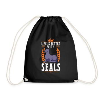 Life is better with a seal seal - Drawstring Bag - black - Front