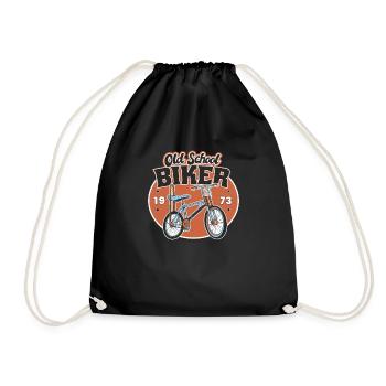 Old School Biker 1973. 50th birthday - Drawstring Bag - black - Front