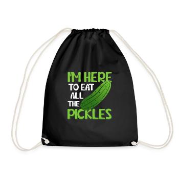I'm Here To Eat All The Pickles Pickle Cucumber - Drawstring Bag - black - Front