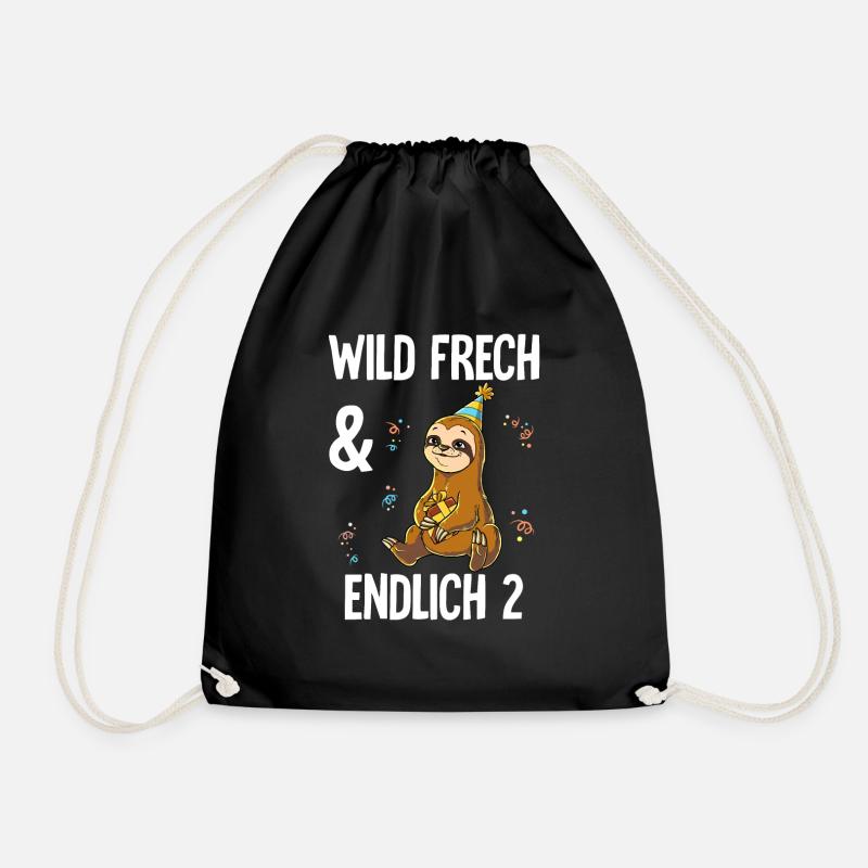 2. Geburtstag Faultier Wild Frech Und Endlich 2 - Turnbeutel - Schwarz