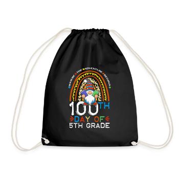 5. Klasse Gnom Happy 100th Day 100 Tage Schule - Turnbeutel - Schwarz - Vorne
