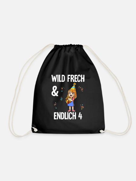4. Geburtstag Einhorn Wild Frech Und Endlich 4 - Turnbeutel - Schwarz
