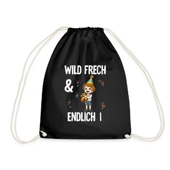 1. Geburtstag Junge Wild Frech Und Endlich 1 Jahre - Turnbeutel - Schwarz - Vorne