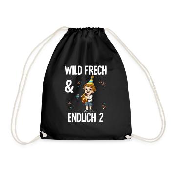 2. Geburtstag Junge Wild Frech Und Endlich 2 Jahre - Turnbeutel - Schwarz - Vorne