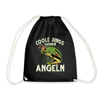 Coole Jungs Gehen Angeln Fischen Angler - Turnbeutel - Schwarz - Vorne