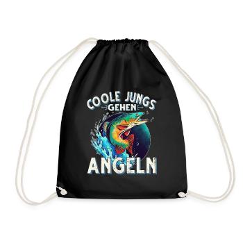 Coole Jungs Gehen Angeln Fischen Angler - Turnbeutel - Schwarz - Vorne