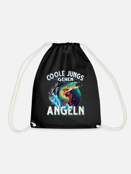 Coole Jungs Gehen Angeln Fischen Angler - Turnbeutel - Schwarz