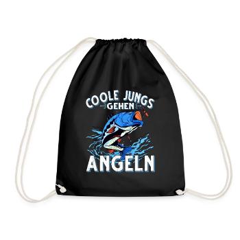 Coole Jungs Gehen Angeln Fischen Angler - Turnbeutel - Schwarz - Vorne