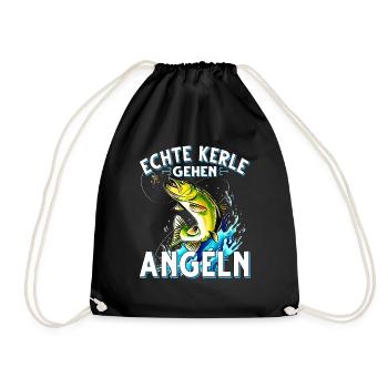 Echte Kerle Gehen Angeln Fischen Angler - Turnbeutel - Schwarz - Vorne