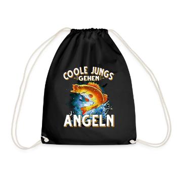 Coole Jungs Gehen Angeln Fischen Angler - Turnbeutel - Schwarz - Vorne
