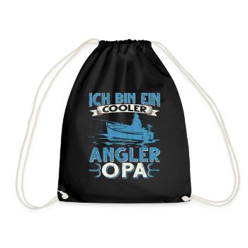 Ich bin ein cooler Angler Opa Fischen Angeln - Turnbeutel - Schwarz - Vorne