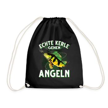 Echte Kerle Gehen Angeln Fischen Angler - Turnbeutel - Schwarz - Vorne