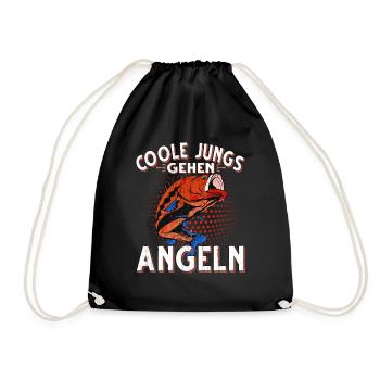 Coole Jungs Gehen Angeln Fischen Angler - Turnbeutel - Schwarz - Vorne