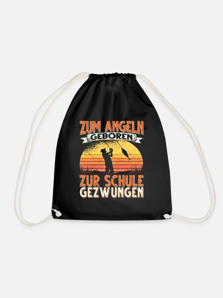 Zum Angeln Geboren Zur Schule Gezwungen Angeln - Turnbeutel - Schwarz