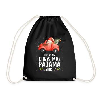 Christmas Pajamas Pajamas Sleepshirt - Drawstring Bag - black - Front