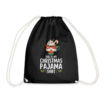 Christmas Pajamas Pajamas Sleepshirt - Drawstring Bag - black - Front