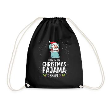 Weihnachten Pyjama Schlafanzug Schlafshirt - Turnbeutel - Schwarz - Vorne