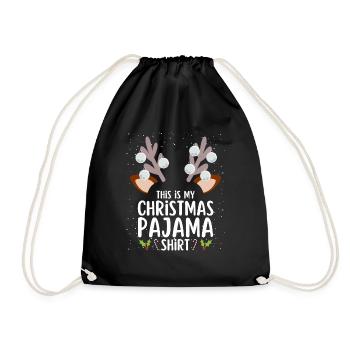 Christmas Pajamas Pajamas Sleepshirt - Drawstring Bag - black - Front