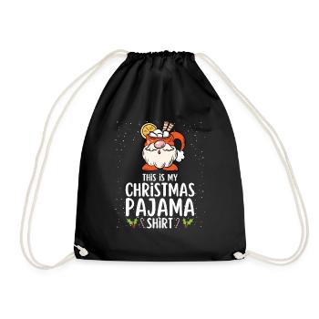 Weihnachten Pyjama Schlafanzug Schlafshirt - Turnbeutel - Schwarz - Vorne